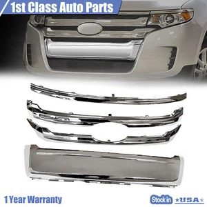 4PCS Front Upper Lower Radiator Grille Molding Kit For 2011-2014 Ford Edge - Picture 1 of 9