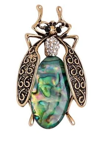 Insect beetle brooch vintage look gold plated suit coat broach collar pin jjj22 - Picture 1 of 5