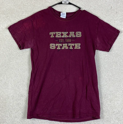 Texas State Bobcats Small T Shirt NCAA Maroon Size Small Short Sleeve Shirt Cover