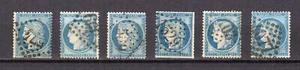 France Cérès 25 c. bleu lot de 6 timbres oblitérés gros chiffres /TE4338f - Picture 1 of 1