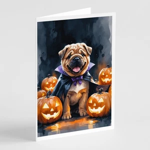Shar Pei Welpe Halloween Grußkarten und Umschläge 8er Pack DAC8451GCA7P - Bild 1 von 3