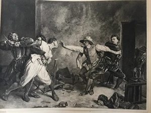 Antique Print – La Rixe by Meissonier 1901 Tipped-In Plate from Famous Painting - Picture 1 of 6