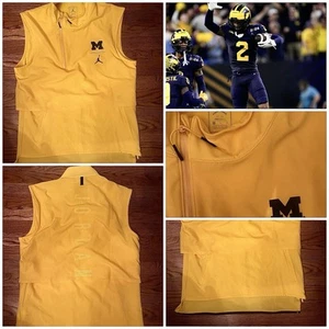 michigan wolverines team issued football Jordan Vest M Yellow Zip Rare! - Picture 1 of 1