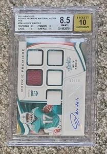 2021 Absolute #206 Jaylen Waddle 2/10 Premiere Material Autos BGS 8.5/Auto 10 ๐ฅ - Picture 1 of 2