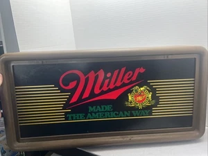 Vintage Miller Made The American Way Bier Leuchtschild 13" x 26 1/2" - Bild 1 von 7