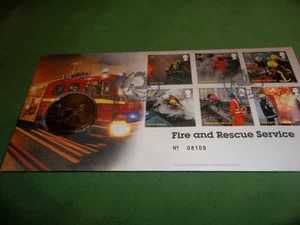 ROYAL MAIL / ROYAL MINT 2009 MINI FIRE AND RESCUE COIN STAMP COVER - Picture 1 of 3
