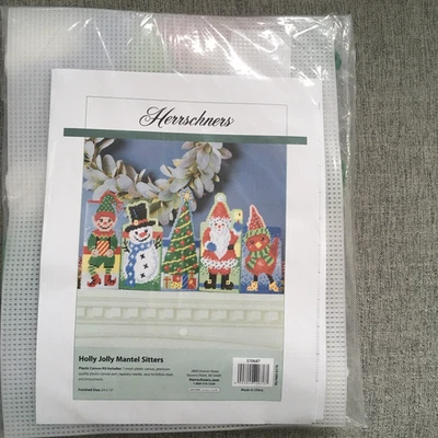 Herrschners Christmas Holly Jolly Mantel Sitters Plastic Canvas Craft Kit-Sealed - Image 1 of 4