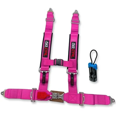 Arnés de carreras de 3" y 4 puntos con derivación para Can-Am Maverick X3 y Polaris RZR rosa Foto 1 de 4