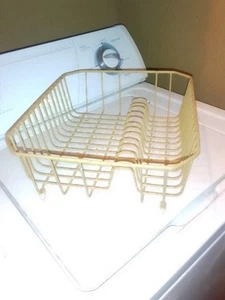 Vintage Large Yellow Rubbermaid Dish Drainer Drying Rack Coated Wire - Picture 1 of 5