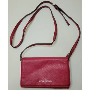 Tignanello Red Leather Cross Body Clutch Convertible Purse Adj. Remove Strap 8x5 - Picture 1 of 9