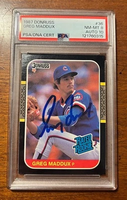 Donruss 1987 - Clasificado Novato Greg Maddux #36 Autógrafo Cubs/Braves PSA 8/Auto 10 Foto 1 de 2