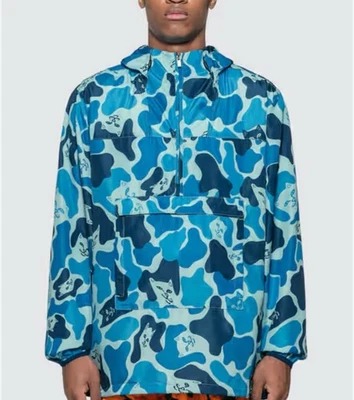 Ripndip Nerm Camo Packable Anorak Jacket Cats Blue Hooded Lightweight  - Image 1 of 4