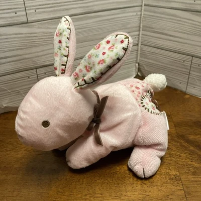 Carters Pink Bunny Rabbit Bean Bag Baby Toy Heart Flower Brown Stuffed Plush - Image 1 of 4
