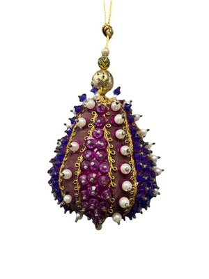 Vintage Push Pin Púrpura Globo Aire Caliente Lágrima Adorno Lentejuelas Cuentas Medianas 5" Foto 1 de 4