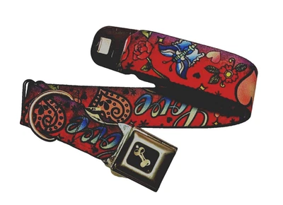 Cinturón de seguridad con hebilla collar para perro XL 18-32" resistente inspirado arte rosa corazón de amor Foto 1 de 4