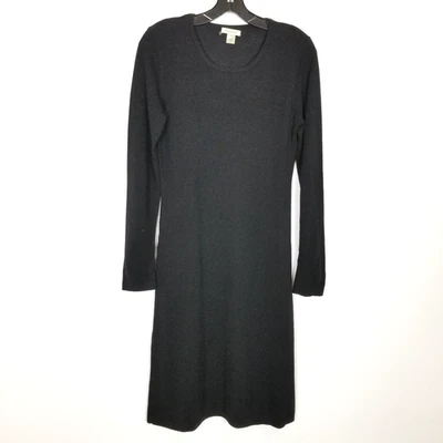 Garnet Hill 100% шерсти мериноса свитер платье женщин S Midi черный длинным рукавом вязаный - Изображение 1 из 4