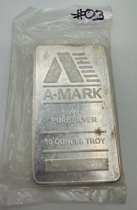 10 oz Pure Silver 999 Bar A-Mark Mint - Picture 1 of 7