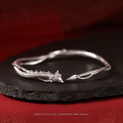 925 Sterling Silver Dragon Bangle Vintage Handmade Bracelet For Women Man 2025 - Image 1 of 4