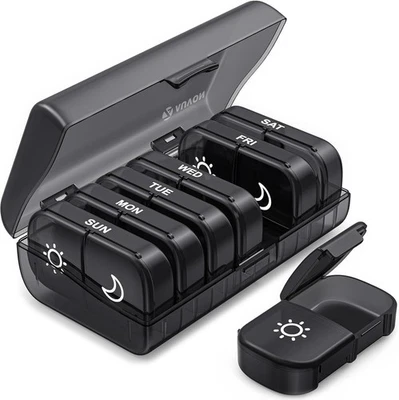 Weekly Pill Box Organizer 7 Day Medicine Storage Case 2 Times a Day Daily AM PM - Image 1 of 4