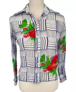 Franck Olivier Women's size 42 plaid floral Blouse Multi-Color Paris button top - Picture 1 of 10