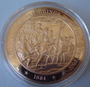 1864 Sherman's March Brings Destruction - Solid Bronze Medal - Picture 1 of 6