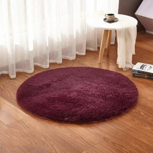 Fluffy Round Rug Carpet Living Room Bedroom Bedside Mat Computer Rug - Picture 1 of 28