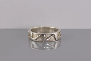 Anillo de plata de ley con textura y patrón Swoosh repetitivo de 6 mm 925 talla: 10 - Imagen 1 de 7