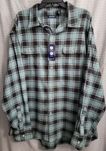IZOD Mountain Twill Button Up Blue Plaid Men's Size XXL Casual Dress Shirt - Picture 1 of 2