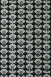 Designer Orla Kiely Oval Flower Cool Grey Cotton Curtain Upholstery Craft Fabric - Picture 1 of 8