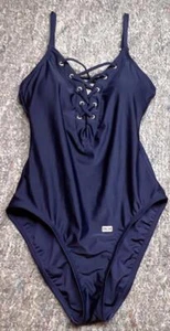Nautica Swimsuit Womens 1 Piece Lace Up Tank Blue padded Sz M - Picture 1 of 8