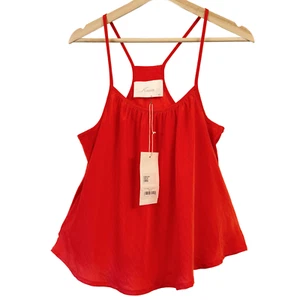 Kasia Satin Camisole Top Square Neckline XS Cherry Red Vixen Sexy Romantic NWT - Picture 1 of 9
