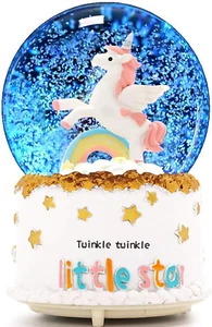 Globo de nieve unicornio para niños - bola de nieve musical automática con luces (3,5x3,5x5) - Imagen 1 de 9