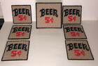 Beer 5 Cents Needlework Coasters & Box Holder Man cave Den Handmade