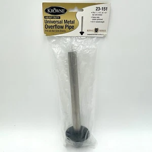 Krowne 23151 Universal Overflow Pipe Sinks Fits 1", 1-1/4" & 1-1/2" Drains - Picture 1 of 2