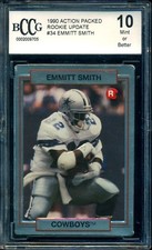 1990 ACTION PACKED ROOKIE UPDATE Graded #34 EMMITT SMITH BccG 10 MINT Cowboys RC