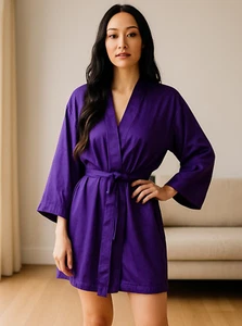 Victorias Secret Kimono Robe Womens Size S Purple 100% Silk Lightweight Sexy - Picture 1 of 11