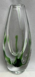 Kosta Boda Art Glass Vicke Lindstrand Vase Green Seaweed Bubble *READ - Picture 1 of 18