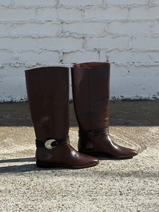 Unisa Brown Leather Knee High Boots - Picture 1 of 5