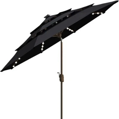 Clearance EliteShade Umbrella Solar 9ft 3 Tiers Market Umbrella w/ 80 LED Light - Image 1 of 4