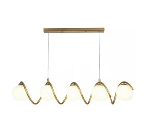 Lampadario a sospensione da soffitto twist 5 x sfera in vetro bianco g9 bronzo - Foto 1 di 5