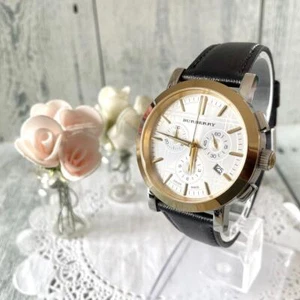 BURBERRY BU1374 Chronograph Gold Silver Analog Watch Operation Confirmed - Picture 1 of 4