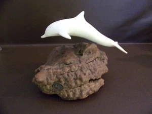John Perry Sculpture Of Dolphin On Burl Wood Base - Picture 1 of 6