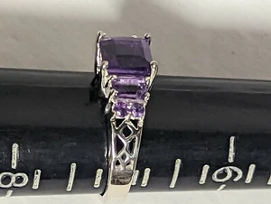 NWT Sterling Silver 925 Amethyst Ring Size 7 MSRP $123 Total 7 Stones Total - Picture 1 of 10