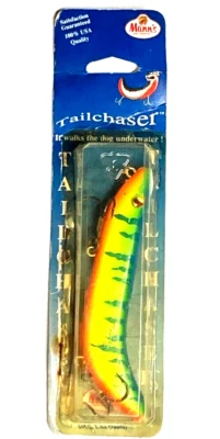 Señuelo de pesca vintage tamaño 5/8 Chartreuse espalda azul 4" Mann's Tail Chaser TC504 Foto 1 de 4