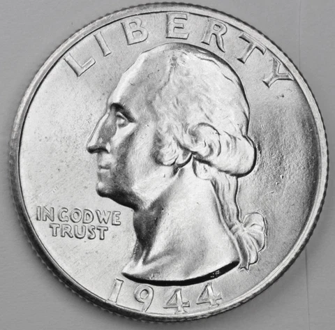 1944-d Washington Quarter. Blast White/Minimum Bag Marks. Choice BU. (Inventory) Cover