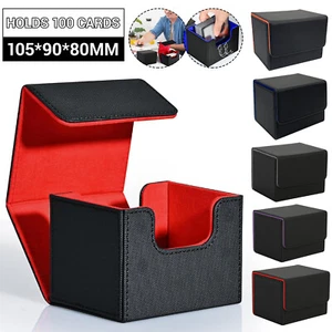 Trading Game Cards Storage Box 100+ PU Leather Magnetic Closure Card Holder Case - Picture 1 of 18