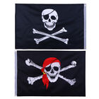  2 Pcs Halloween Hanging Decoration Crossbones Pirate Flags Banner Skeleton