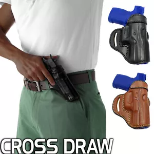 OWB Open Top Leder Cross Draw Holster passt Bersa Thunder Ultra Compact 45 ACP - Bild 1 von 5