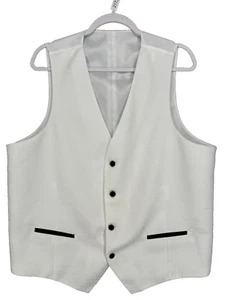 ALFANI Tuxedo Vest Size White XL Slim Fit Stretch Solid Suit FLAWS! - Picture 1 of 8