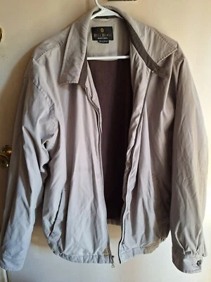 Chaqueta De Colección Bill Blass Bronceada Etiqueta Forrada de Vellón Cremallera Completa Bombardero Para Hombres L Foto 1 de 4